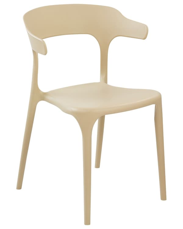 Sæt med 4 Havestole Spisestuestole Beige Polypropylen Let Vejrbestandig Plastik Indendørs Udendørs Moderne Stil