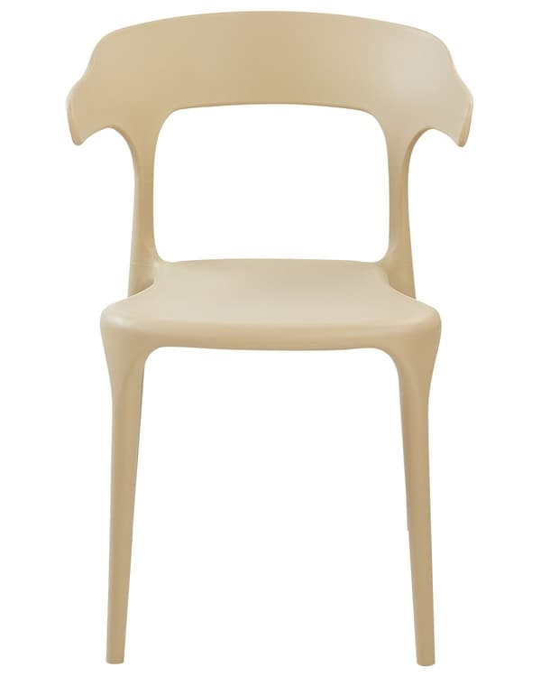 Sæt med 4 Havestole Spisestuestole Beige Polypropylen Let Vejrbestandig Plastik Indendørs Udendørs Moderne Stil