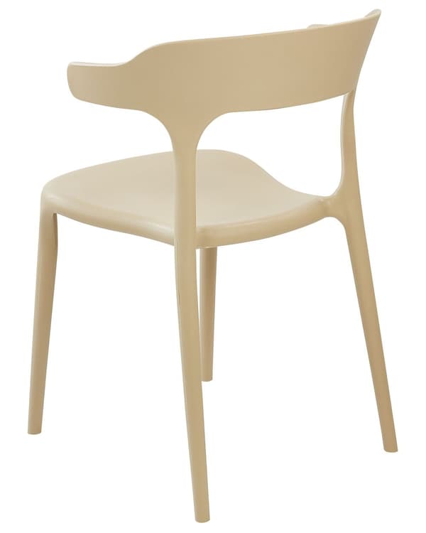 Sæt med 4 Havestole Spisestuestole Beige Polypropylen Let Vejrbestandig Plastik Indendørs Udendørs Moderne Stil
