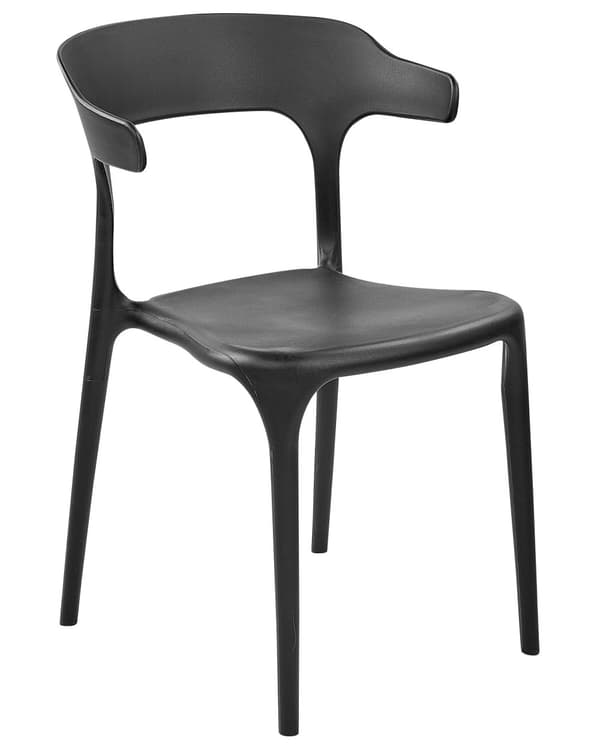 Sæt med 4 Havestole Spisestuestole Sort Polypropylen Let Vejrbestandig Plastik Indendørs Udendørs Moderne Stil