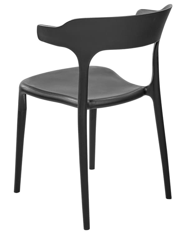 Sæt med 4 Havestole Spisestuestole Sort Polypropylen Let Vejrbestandig Plastik Indendørs Udendørs Moderne Stil