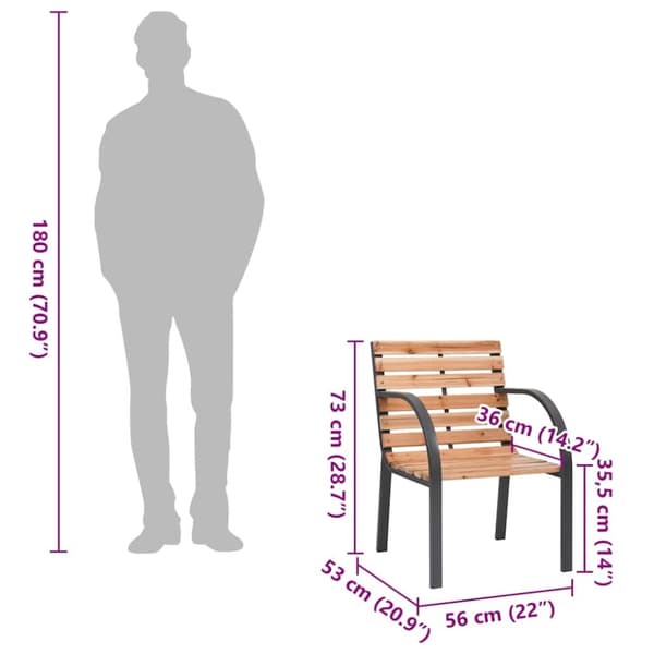 vidaXL Utestoler 2 stk heltre gran