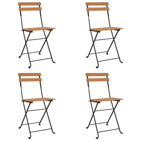 vidaXL Sammenleggbare bistrostoler 4 stk heltre teak og stål