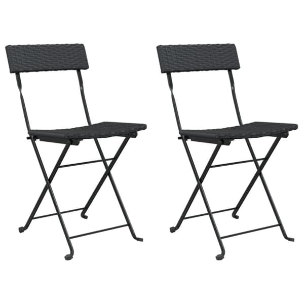vidaXL foldbare bistrostole 2 stk. polyrattan og stål sort