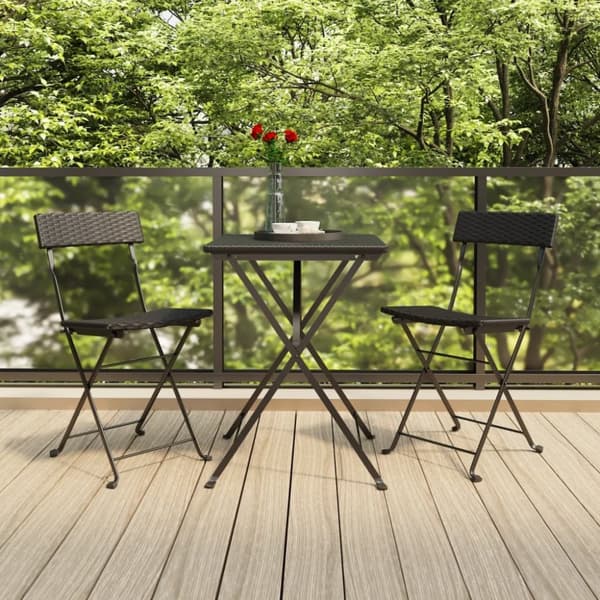 vidaXL foldbare bistrostole 2 stk. polyrattan og stål sort