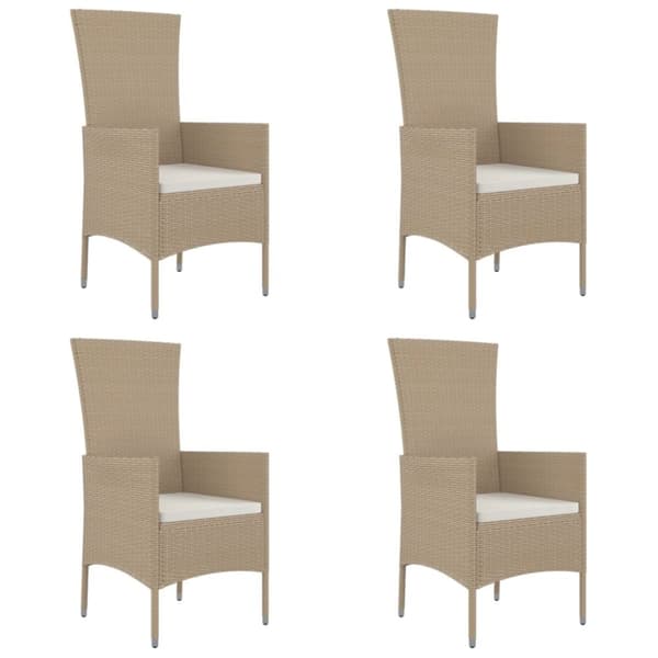 vidaXL Trädgårdsstolar med dynor 4 st konstrotting beige