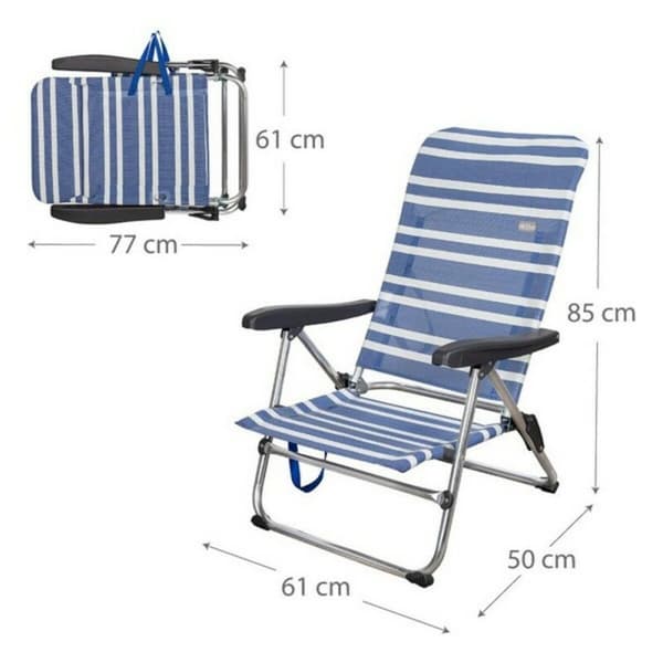 Strandkurv Aktive 62601 Hvid Marineblå 61 x 50 x 85 cm Aluminium