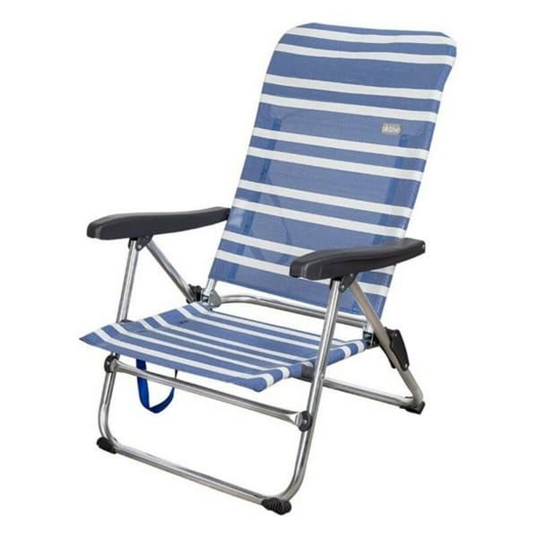 Strandkurv Aktive 62601 Hvid Marineblå 61 x 50 x 85 cm Aluminium