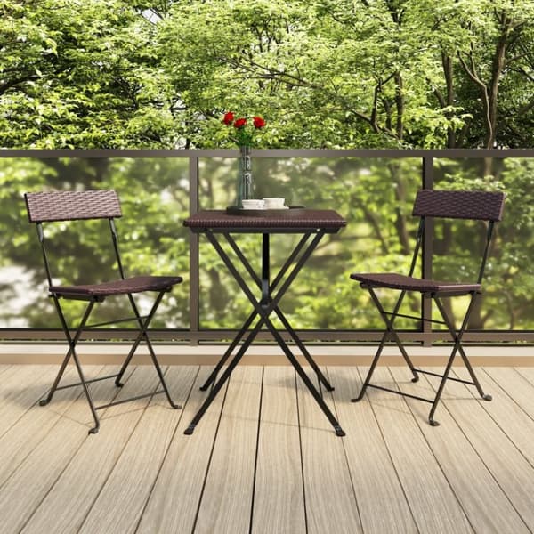 vidaXL foldbare bistrostole 2 stk. polyrattan og stål brun