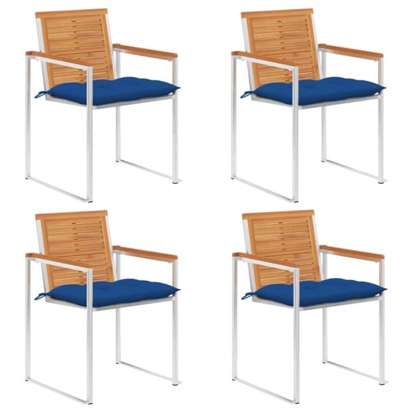 vidaXL Trädgårdsstolar med dynor 4 st massivt akaciaträ