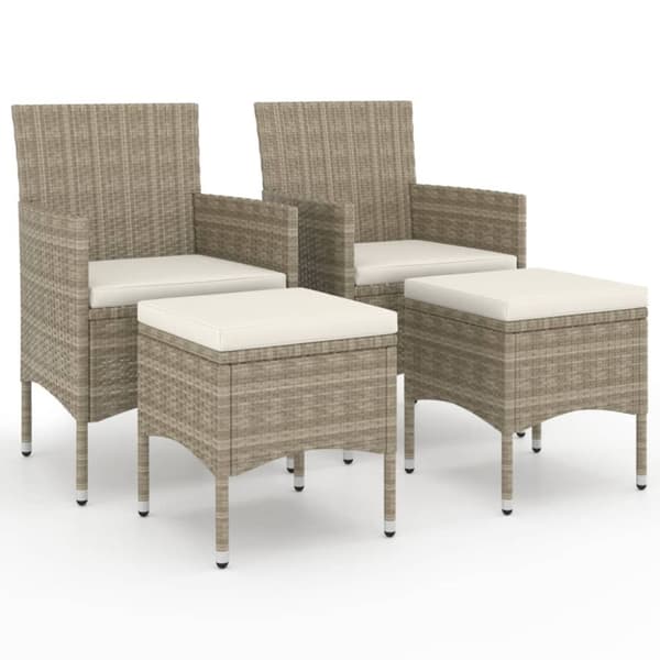 vidaXL Hagestol- og krakksett 4 deler polyrotting beige