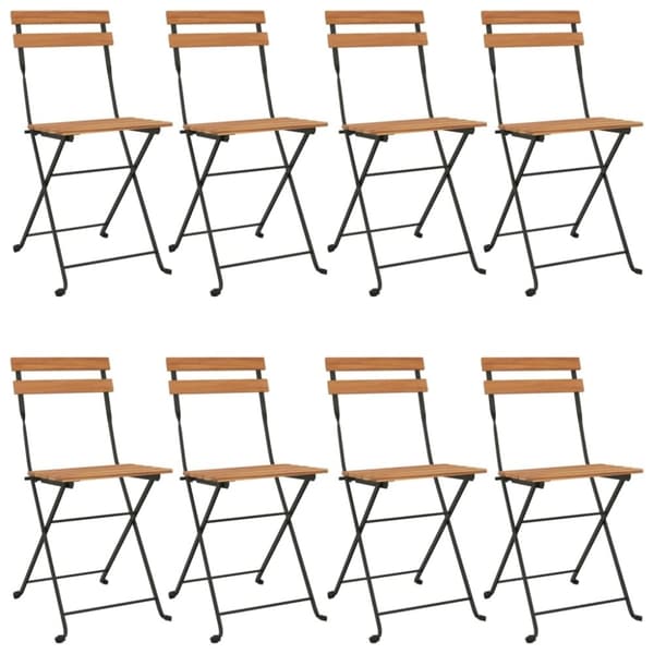 vidaXL foldbare bistrostole 8 stk. massivt teaktræ og stål