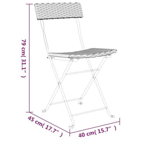 vidaXL foldbare bistrostole 4 stk. polyrattan og stål sort