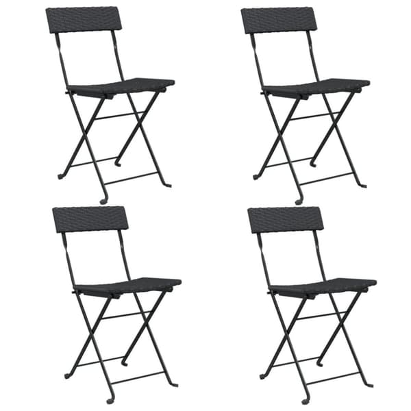 vidaXL foldbare bistrostole 4 stk. polyrattan og stål sort