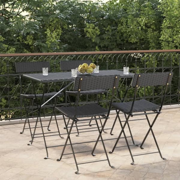 vidaXL foldbare bistrostole 4 stk. polyrattan og stål sort