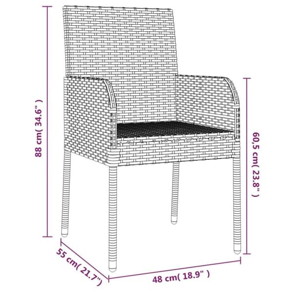 vidaXL havestole med hynder 2 stk. polyrattan grå