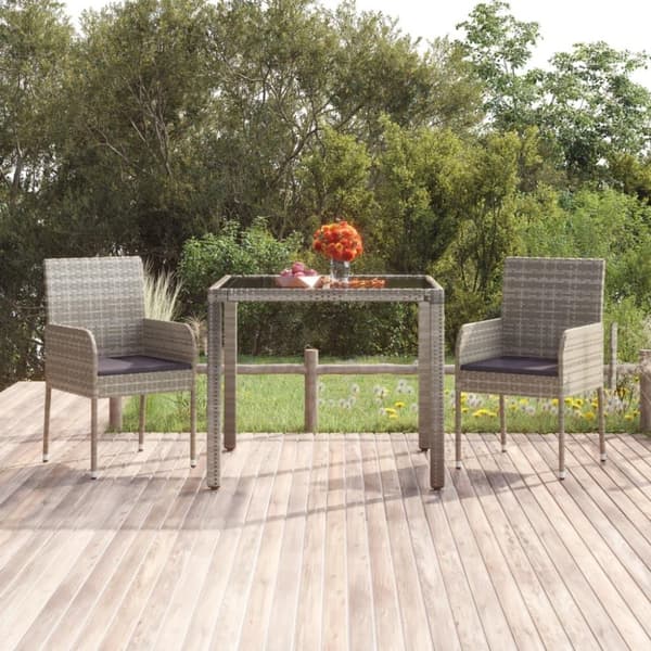 vidaXL havestole med hynder 2 stk. polyrattan grå