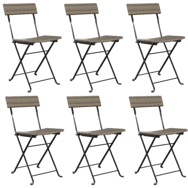 vidaXL foldbare bistrostole 6 stk. polyrattan og stål grå