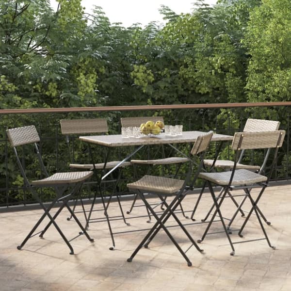 vidaXL foldbare bistrostole 6 stk. polyrattan og stål grå