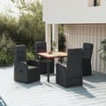 Miniatyrbillede 10 af 11: vidaXL spisebordssæt til haven 5 dele med hynder polyrattan sort