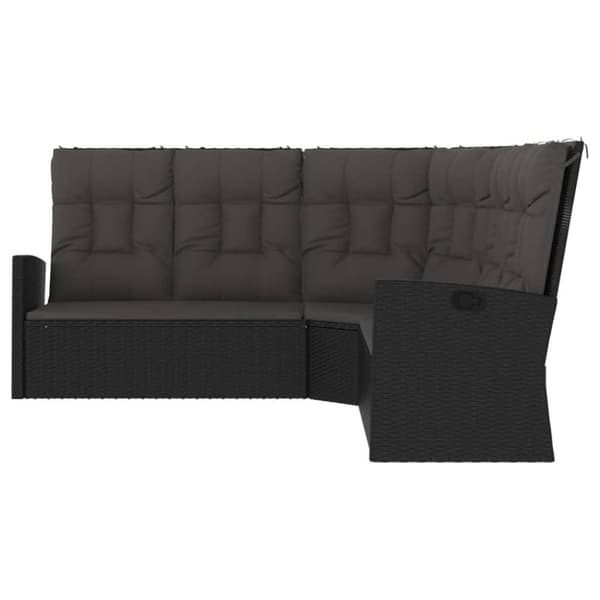 vidaXL hjørnemodul til sofa med hynder polyrattan sort