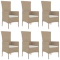Miniatyrbillede 3 af 11: vidaXL spisebordssæt til haven 7 dele med hynder polyrattan beige