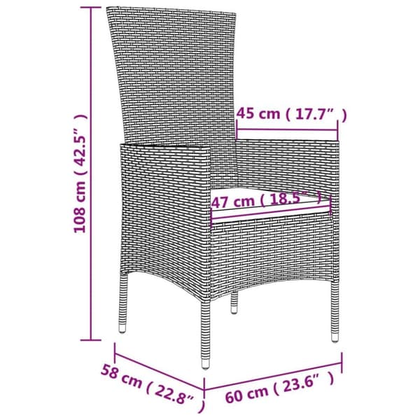 vidaXL spisebordssæt til haven 7 dele med hynder polyrattan beige