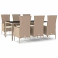 Miniatyrbillede 1 af 11: vidaXL spisebordssæt til haven 7 dele med hynder polyrattan beige