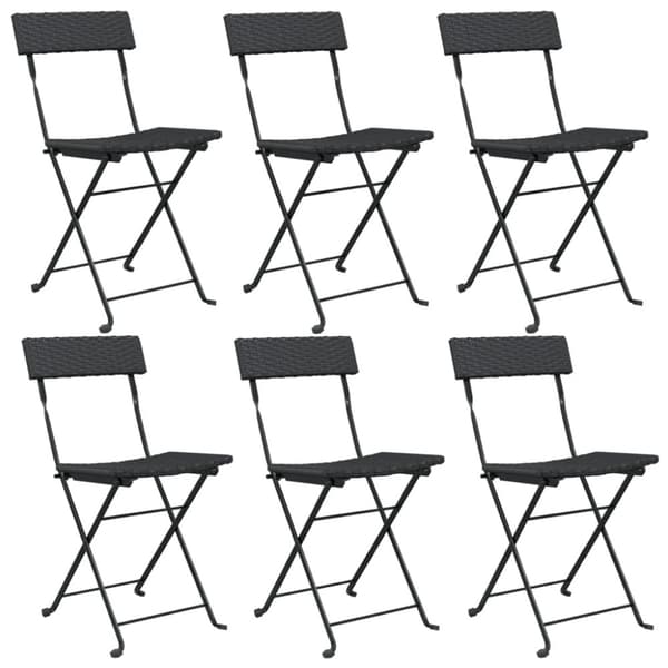 vidaXL foldbare bistrostole 6 stk. polyrattan og stål sort
