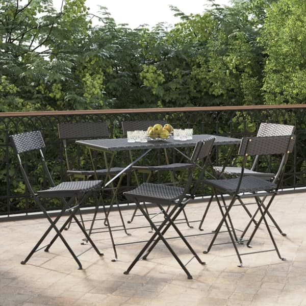 vidaXL foldbare bistrostole 6 stk. polyrattan og stål sort