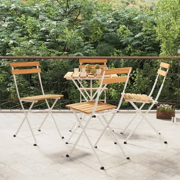 vidaXL foldbare bistrostole 4 stk. massivt akacietræ og stål