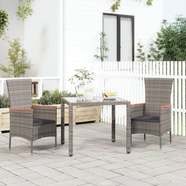 vidaXL havestole med hynder 2 stk. polyrattan grå