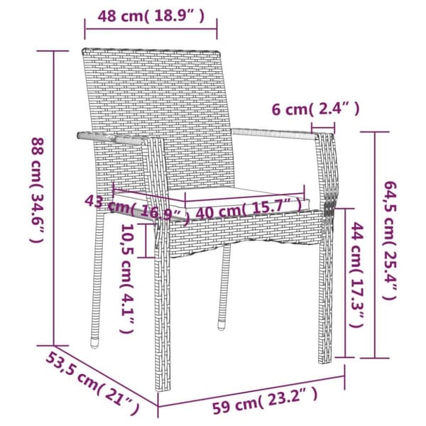 vidaXL havestole med hynder 4 stk. polyrattan grå
