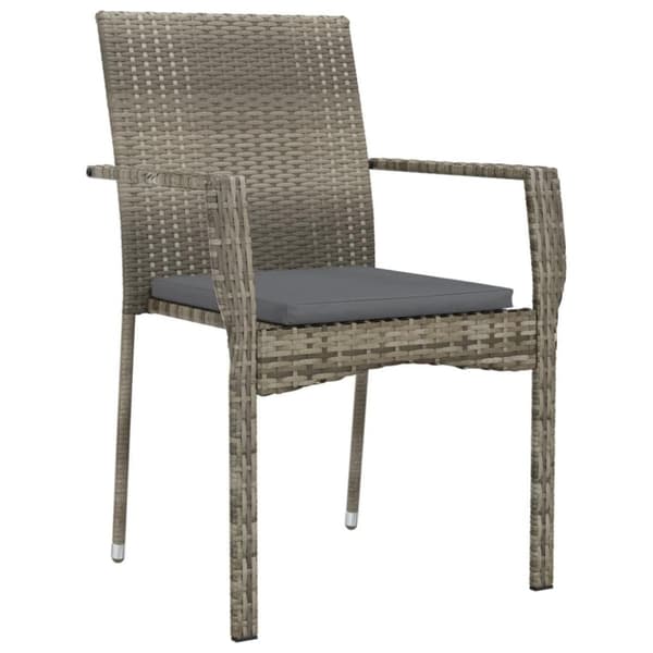 vidaXL havestole med hynder 4 stk. polyrattan grå