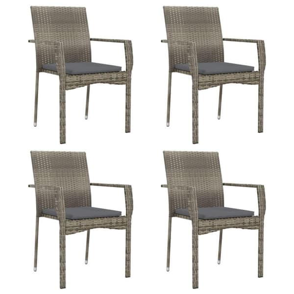 vidaXL havestole med hynder 4 stk. polyrattan grå