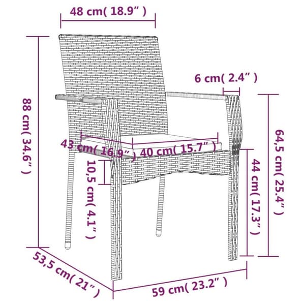vidaXL havestole med hynder 4 stk. polyrattan sort