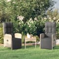Miniatyrbillede 1 af 9: vidaXL havestole med lænefunktion og hynder 2 stk. polyrattan grå