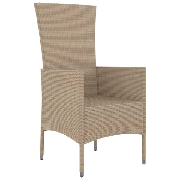 vidaXL Trädgårdsstolar med dynor 2 st konstrotting beige