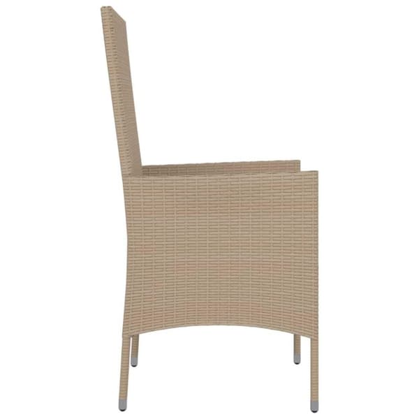 vidaXL Trädgårdsstolar med dynor 2 st konstrotting beige
