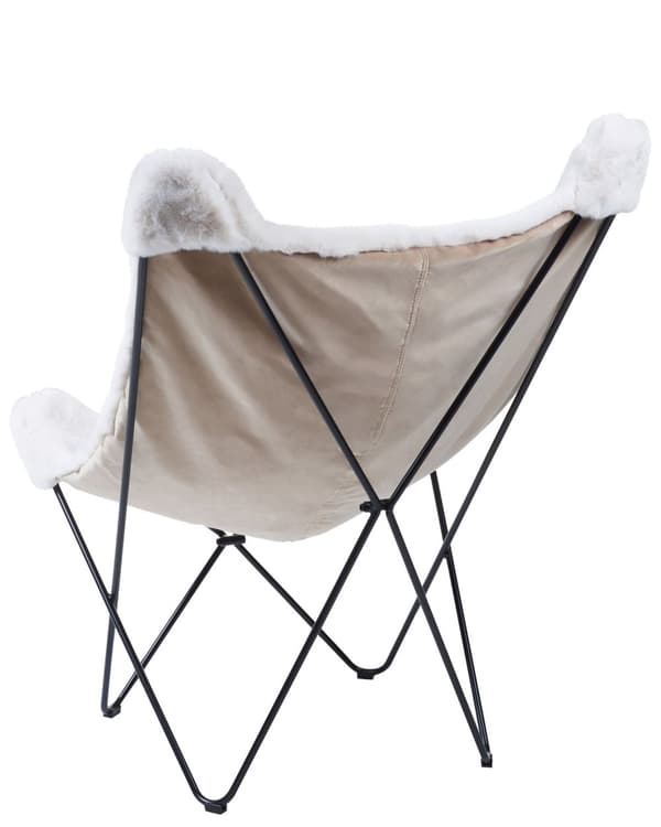 Lenestol Hvit Polyester Metall Ben Sommerfugl Aksentstol Tradisjonell Retro Stue Soverom