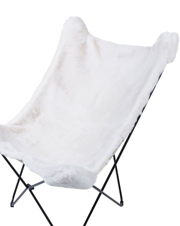 Lenestol Hvit Polyester Metall Ben Sommerfugl Aksentstol Tradisjonell Retro Stue Soverom