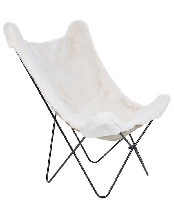 Lenestol Hvit Polyester Metall Ben Sommerfugl Aksentstol Tradisjonell Retro Stue Soverom