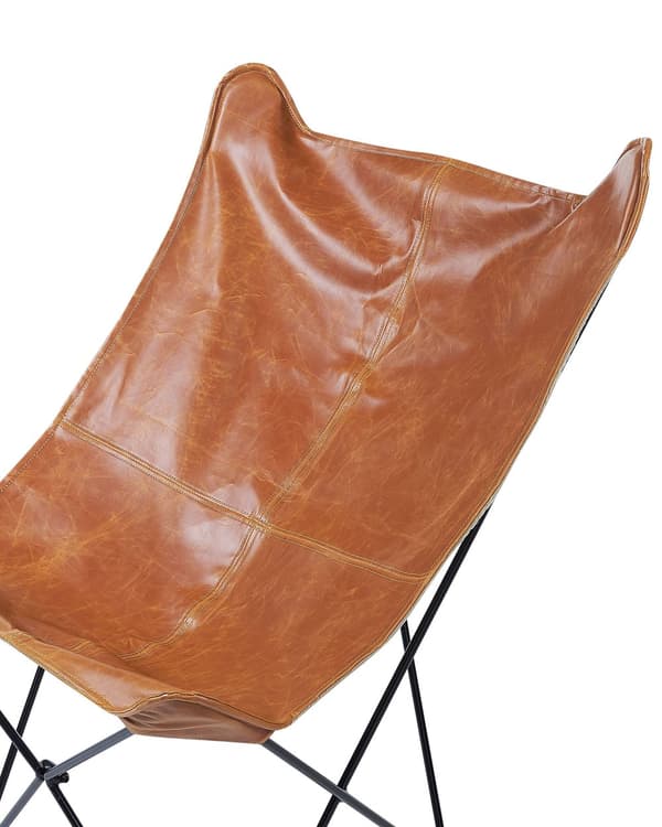 Lenestol Brun Polyester Kunstskinn Metall Aksentstol Tradisjonell Retro Stue Soverom