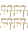Miniatyrbild 1 av 8: Set med 8 Trädgårdsstolar Beige Polypropen Lättviktiga Väderbeständiga Plast Inomhus Utomhus Modern Design