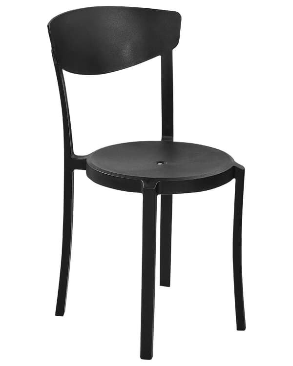 Set med 8 Trädgårdsstolar Svart Polypropen Lättviktig Väderbeständig Plast Inomhus Utomhus Modern Design