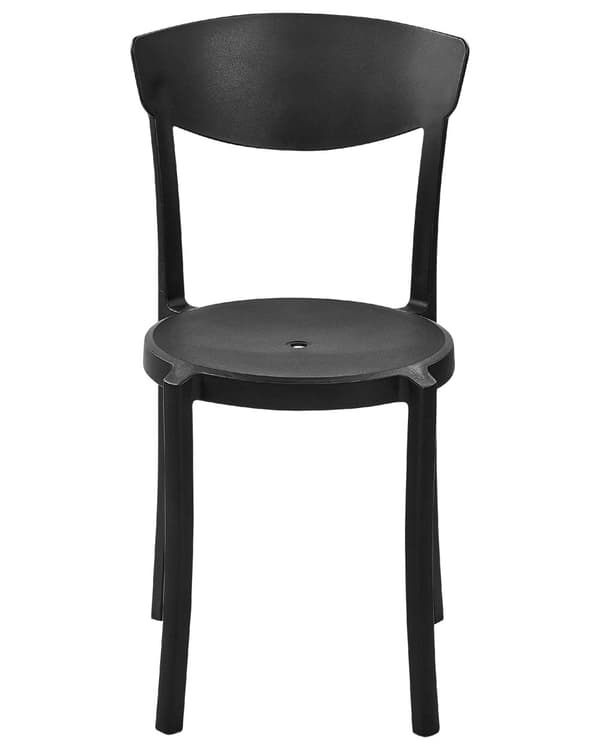 Set med 8 Trädgårdsstolar Svart Polypropen Lättviktig Väderbeständig Plast Inomhus Utomhus Modern Design