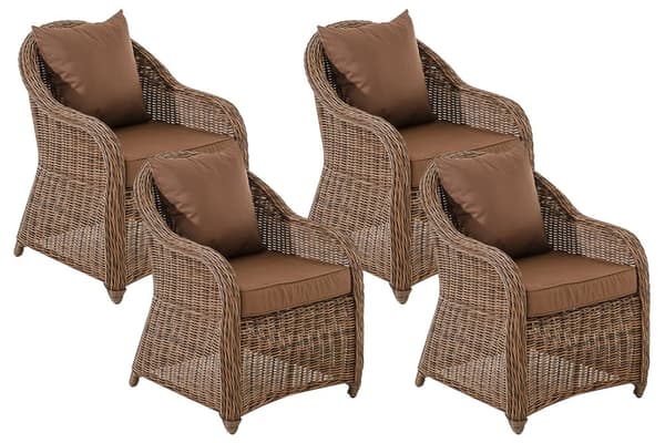 S�t med 4 l�nestole Stavanger / Farsund terra brun meleret brun 70x64x85 meleret brun plast aluminium