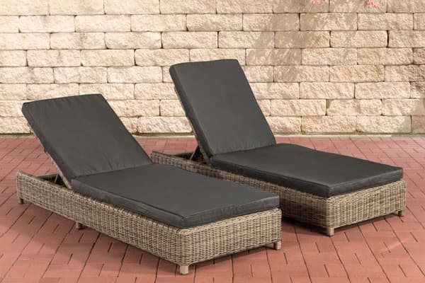 Set med solstolar Burano Antracit naturell 197,5x74x24,5 naturplast aluminium