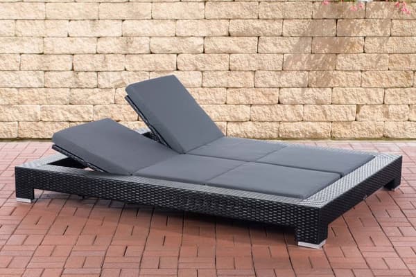 Solstol platt rottingj�rn gr� svart 215x162x25 svart plast aluminium