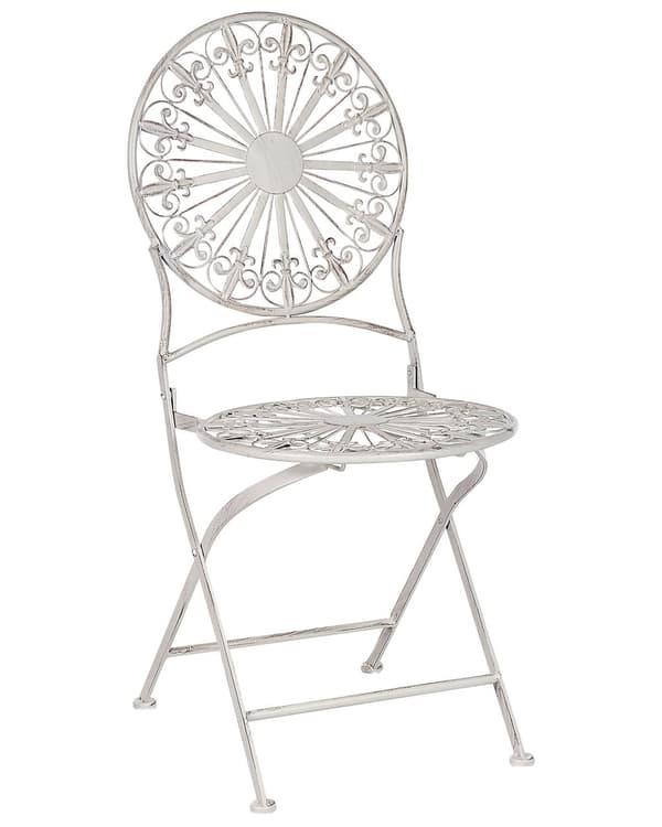 Sæt med 2 Have Bistrostole Hvid Metal Sammenfoldelig Udendørs Nødeffekt UV-rustmodstand Fransk Retrostil